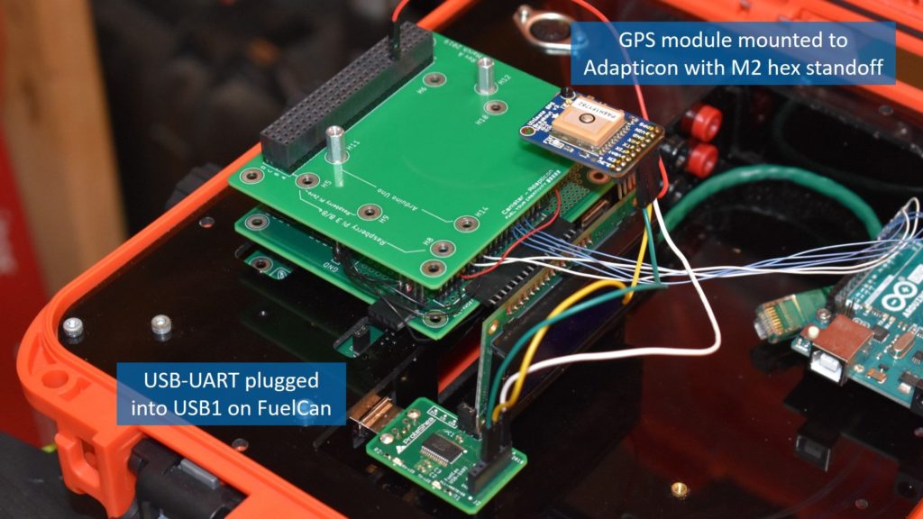 GPS module mounted to Adapticon and using USB-UART Support Board